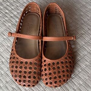 Origo Tan Woven Mary Jane Shoes